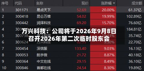 万兴科技:公司将于2026年9月8日召开2026年第二次临时股东会-第2张图片