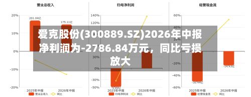 爱克股份(300889.SZ)2026年中报净利润为-2786.84万元，同比亏损放大-第3张图片