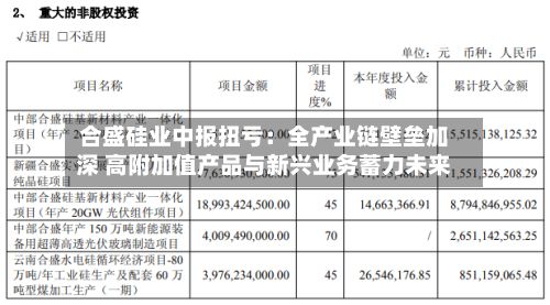 合盛硅业中报扭亏:全产业链壁垒加深 高附加值产品与新兴业务蓄力未来
