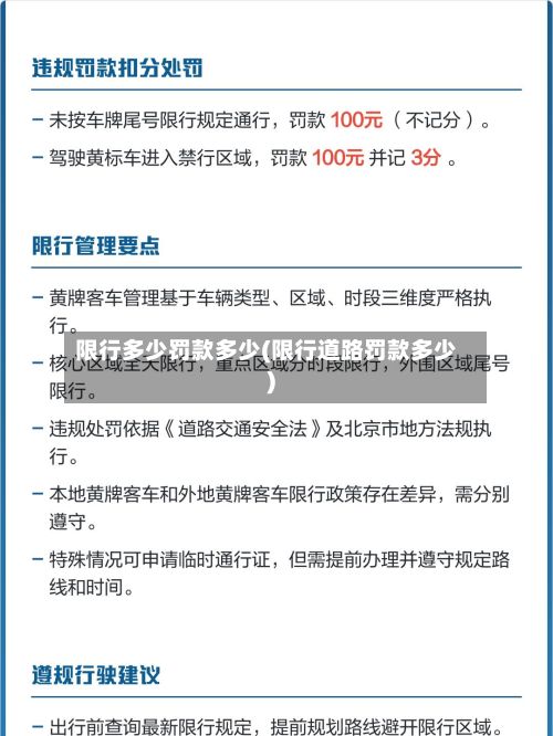 限行多少罚款多少(限行道路罚款多少)