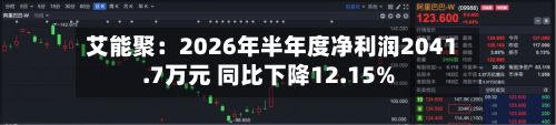 艾能聚:2026年半年度净利润2041.7万元 同比下降12.15%-第3张图片