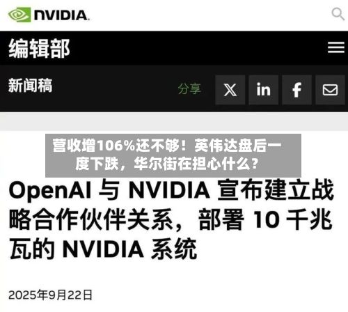 营收增106%还不够!英伟达盘后一度下跌,华尔街在担心什么?