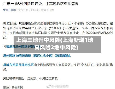 上海三地升中风险(上海新增1地高风险2地中风险)