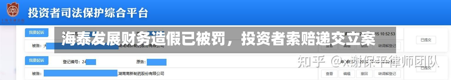 海泰发展财务造假已被罚，投资者索赔递交立案-第2张图片