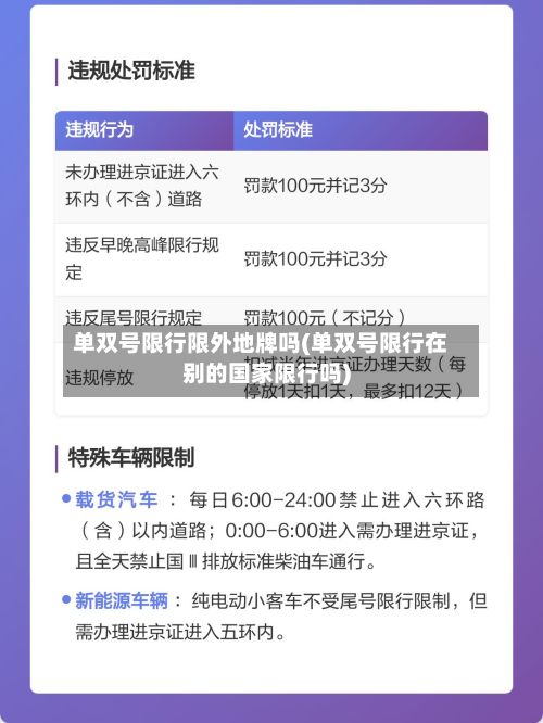 单双号限行限外地牌吗(单双号限行在别的国家限行吗)-第3张图片