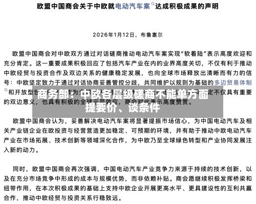 商务部：中欧各层级磋商不能单方面提要价、谈条件-第2张图片